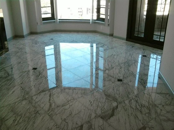 Marble floor after honing and polishing.