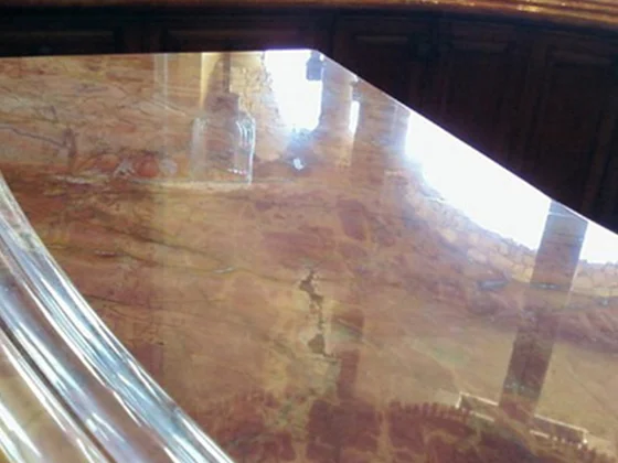 Polished marble countertop