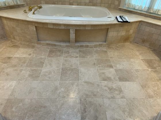 Travertine bathroom floor