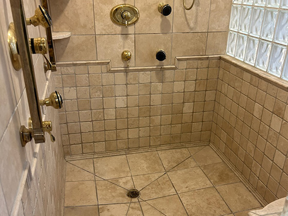 Travertine shower