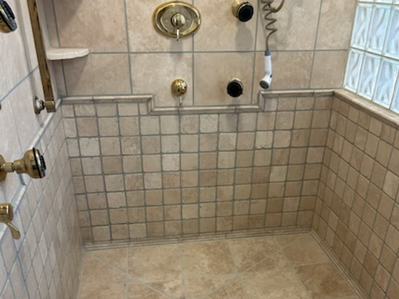 Travertine shower