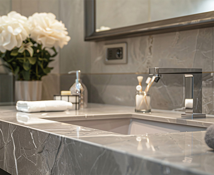 Polished marble vanity top